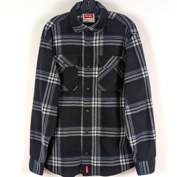 Wrangler Black Tartan Fleece Shacket - Picture 1 of 5